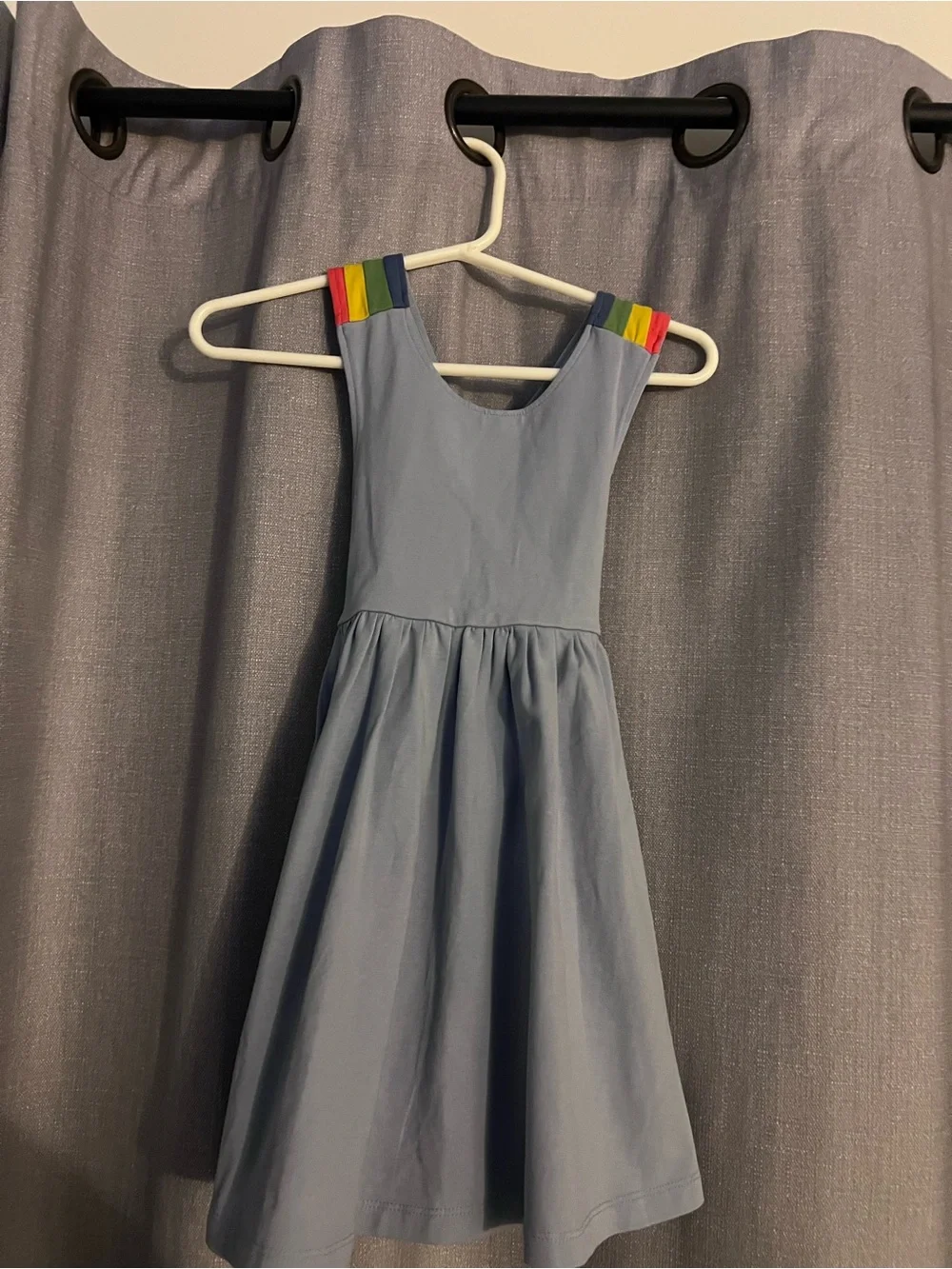Hanna Andersson Sky Blue Sundress with Rainbow-Strap Details